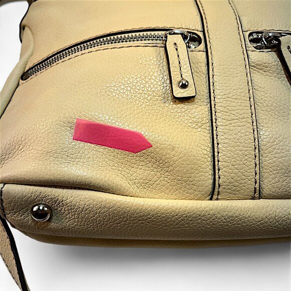 Tignanello Camel Color Leather Purse Crossbody Zipper Closure11 Pockets 3 Inside - Picture 15 of 15